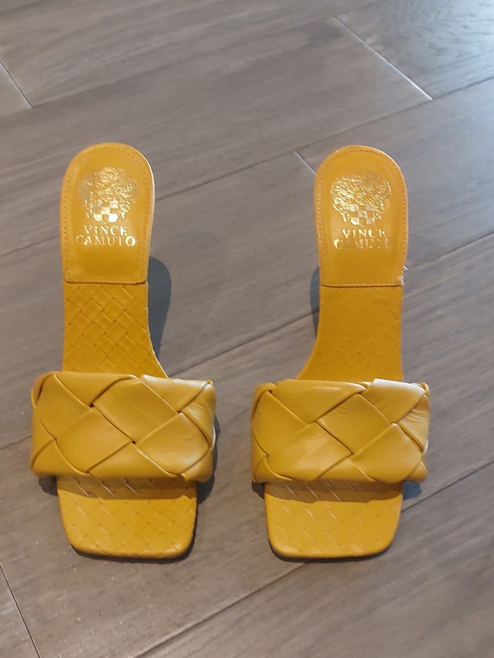 Vince Camuto Braided Mustard Slide Mules